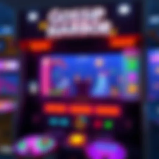 A colorful arcade game screen showing the Gossip Harbor game interface with levels and characters