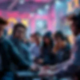 Diverse group of people engaged in gaming and computing projects with GPUs