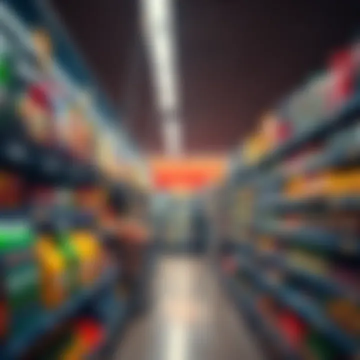 A grocery store aisle showing various food products with visible price tags reflecting the increase in prices.