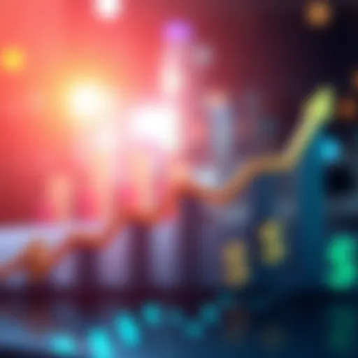 A growth chart showing upward trends alongside dollar signs, symbolizing investment gains over time.