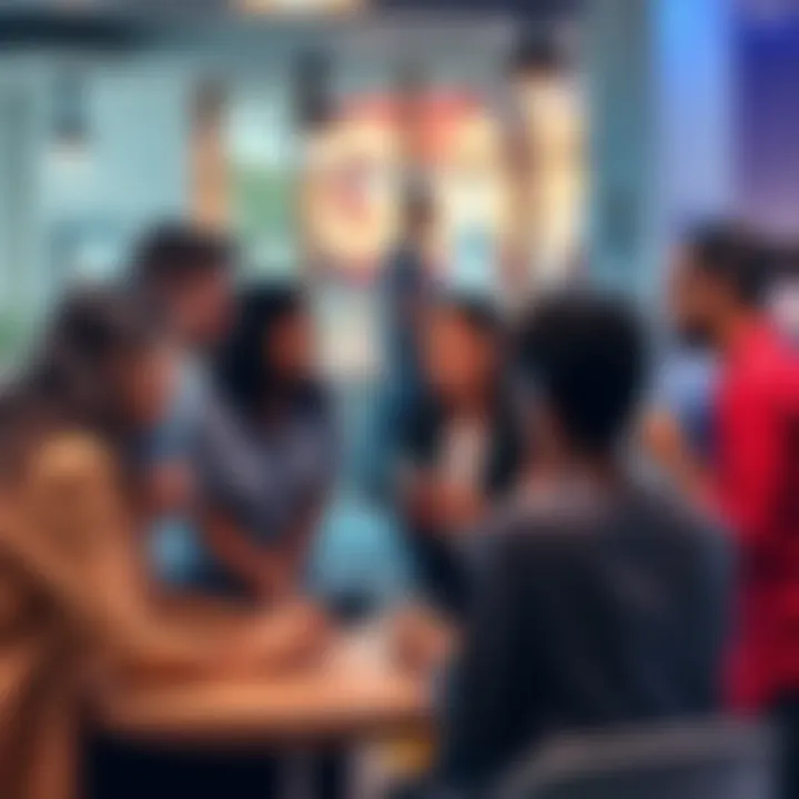 Group of people discussing and sharing experiences in a casual setting, offering guidance and support to each other.