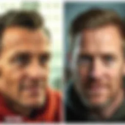 Before and after images of Gus showcasing his facial transformation and improved appearance