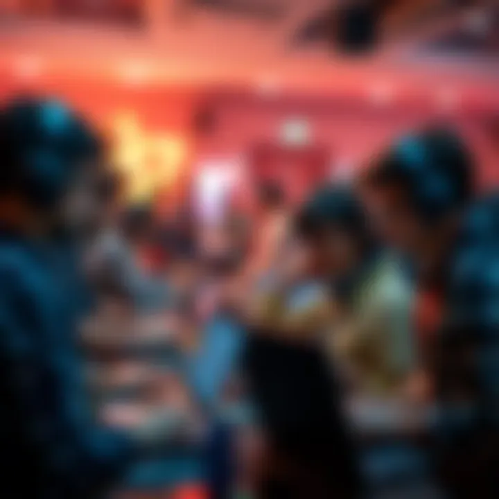 A group of people working together at a hackathon event in Delhi NCR, discussing ideas and programming on laptops.