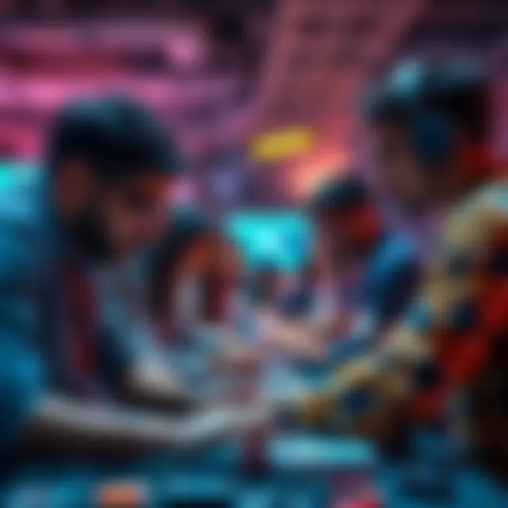 A group of diverse individuals working together on a tech project during a hackathon in India.