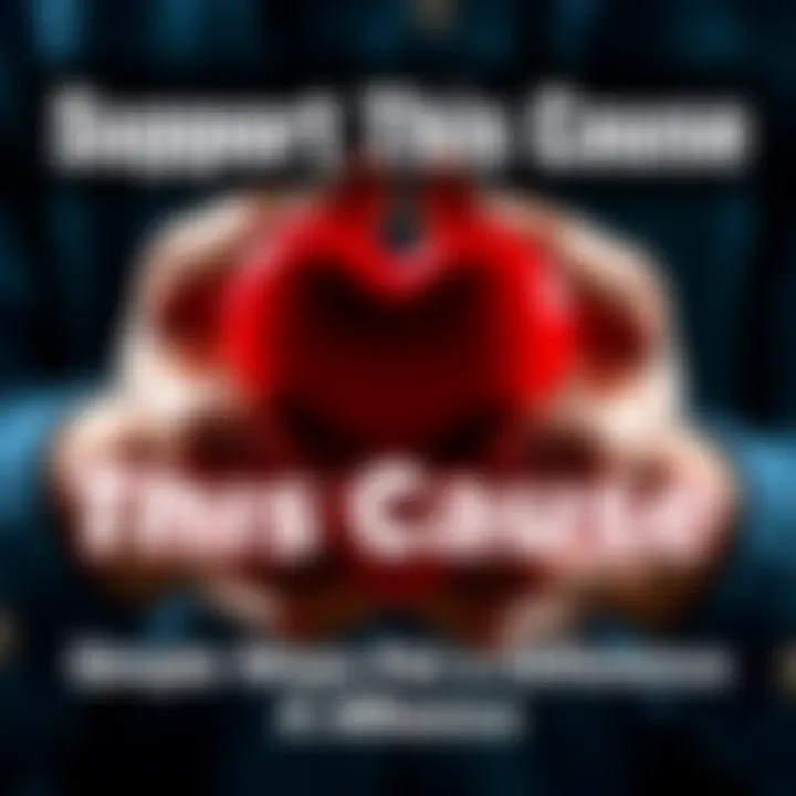 A pair of hands gently cradling a red heart, symbolizing support and charity.