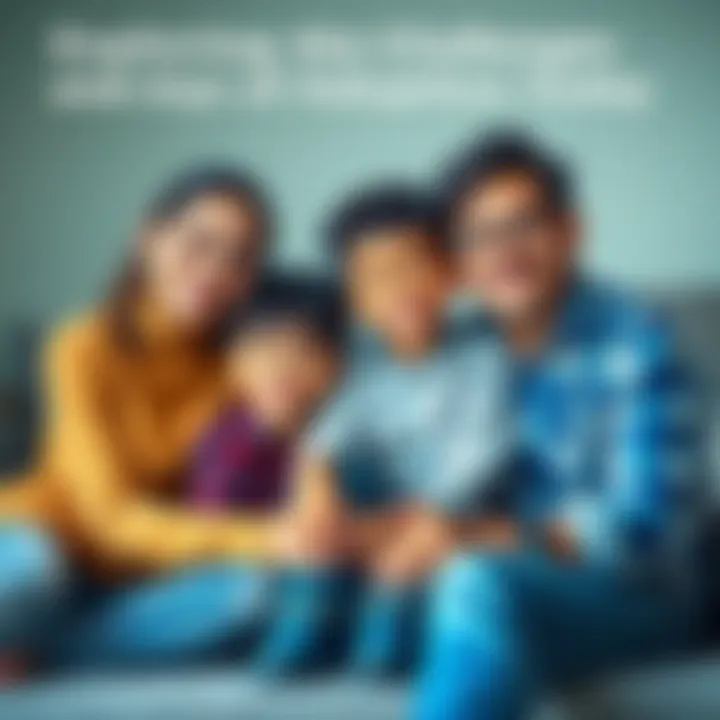 A smiling family sitting together with their adopted child, showcasing love and connection