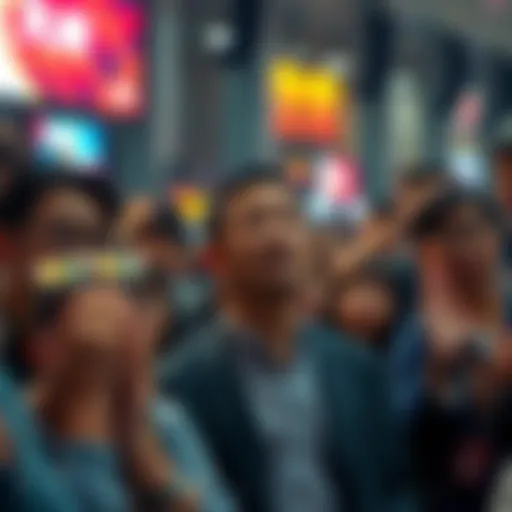 A crowd of fans looking for Harry Yeh at a public event, showing concern and curiosity about his absence.