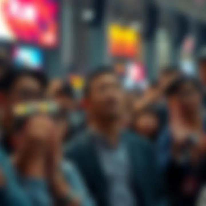 A crowd of fans looking for Harry Yeh at a public event, showing concern and curiosity about his absence.