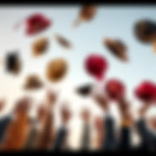 A collection of different styles of hats being tossed into the air, symbolizing success and celebration.
