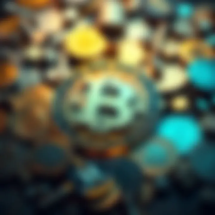 Hbar logo surrounded by various cryptocurrency coins, representing investment potential