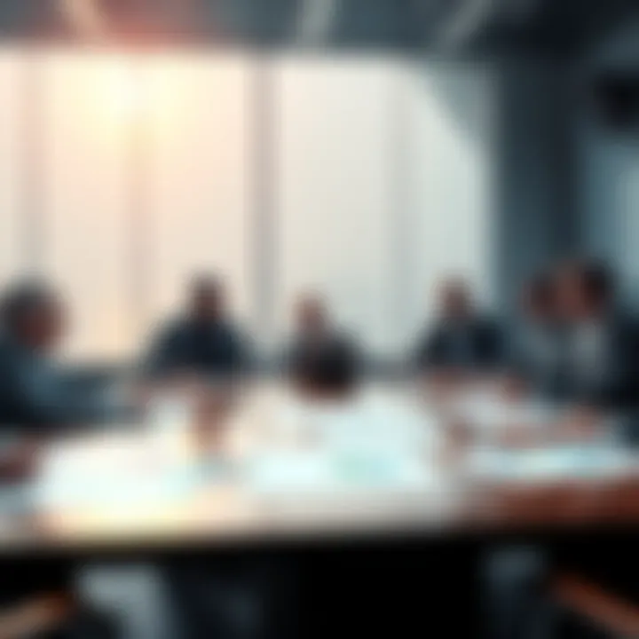 A meeting where representatives of the Hbar Foundation discuss financial support for Liithos and the game Ashfall, with charts and documents on a table.