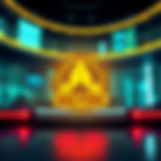 A graphic showing the HBAR logo with a warning symbol, representing the suspension on Binance.