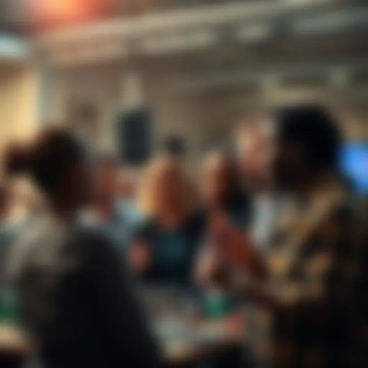 A group of diverse people discussing ideas for a new health app focused on fitness and nutrition.