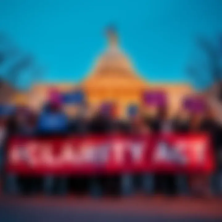 Hedera and coalition members rallying for the Clarity Act outside the Senate