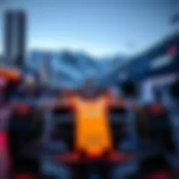 Hedera logo beside McLaren Formula 1 car at Davos conference