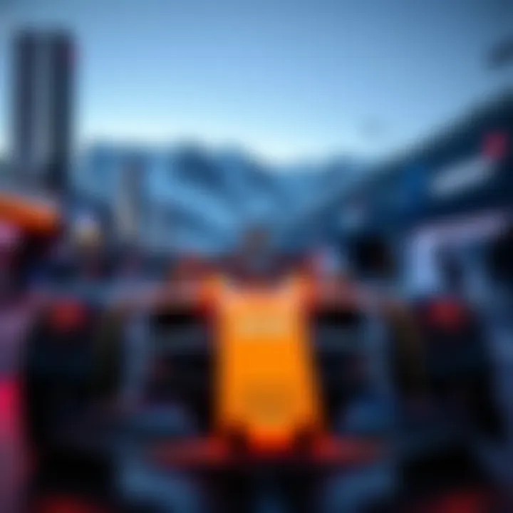 Hedera logo beside McLaren Formula 1 car at Davos conference