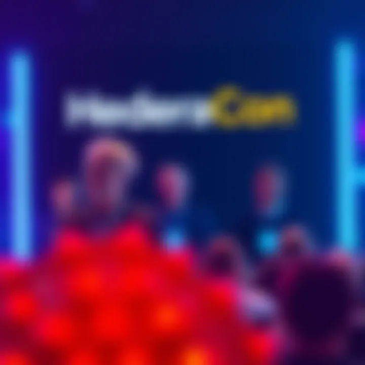 A lineup of speakers at HederaCon, featuring Bo Hines and leaders from Google and Dell, discussing enterprise AI.