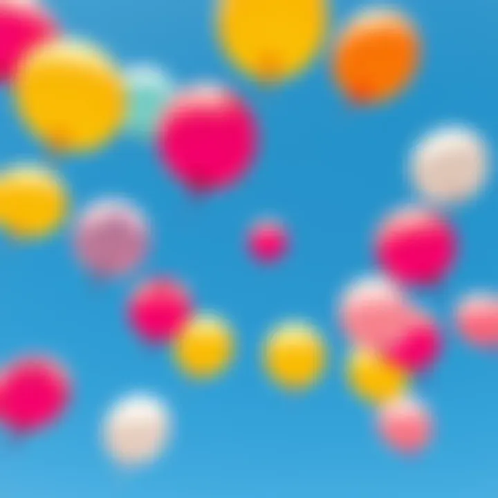 A cluster of colorful helium balloons floating in a clear blue sky, representing the potential of helium as a resource.