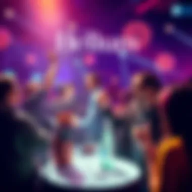 A vibrant scene with guests celebrating Helium's 6th anniversary, featuring Tzvi Wiesel and Joey Hiller at a lively event.