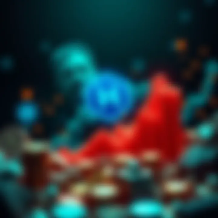 An illustration of rising cryptocurrency values, featuring Hex logo and graphics symbolizing growth with Richard Heart's image in the background.