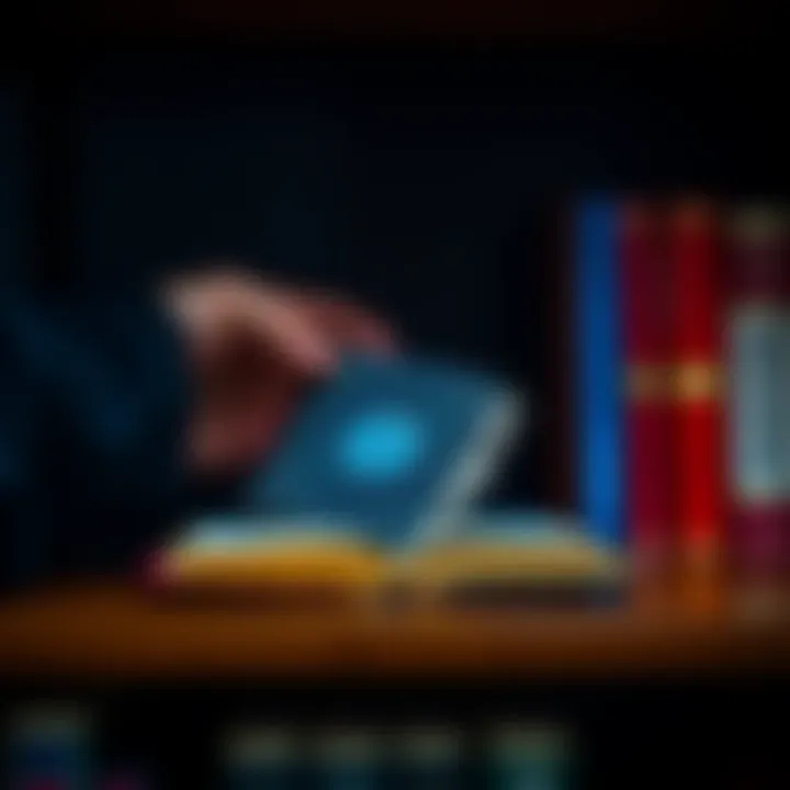 Hiding a hardware wallet A person discreetly hiding a hardware wallet in a book on a shelf