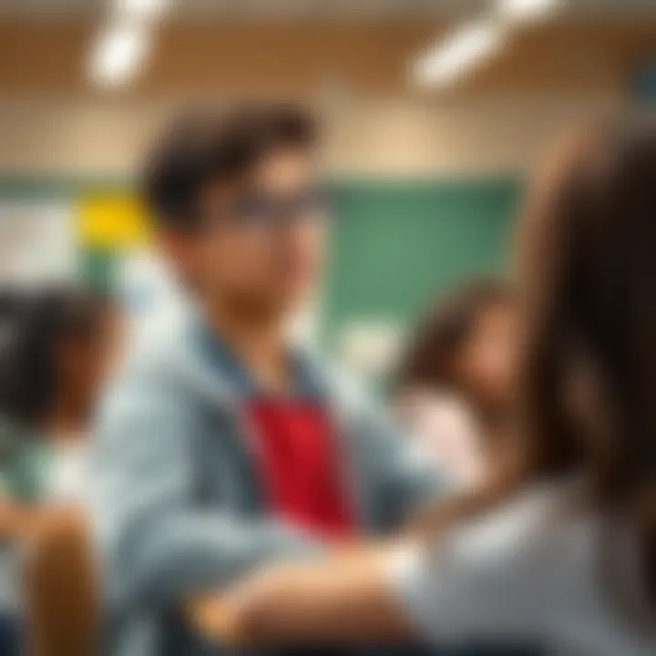 High School Student Giving Financial Advice A high school student confidently shares investment tips in a classroom setting, with classmates listening intently.