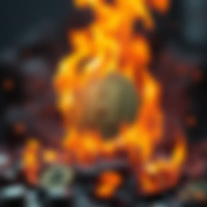 Hoge Token Burning Visual representation of Hoge Token with flames symbolizing the burning of over 610 billion tokens, highlighting its sustainability efforts.