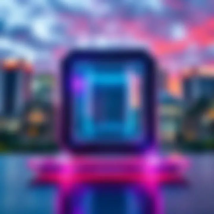A close-up view of the hologram Trezor showcasing its unique design and features, with a backdrop of Tampa, FL