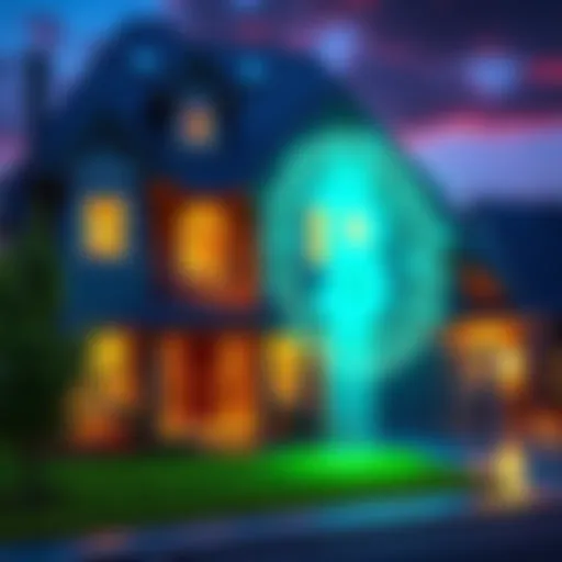 A house with a digital currency symbol overlay representing crypto loans used for purchasing homes