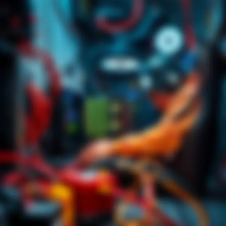 A small-scale miner setting up ASIC hardware in a home environment, surrounded by wires and electrical equipment, reflecting current global tensions