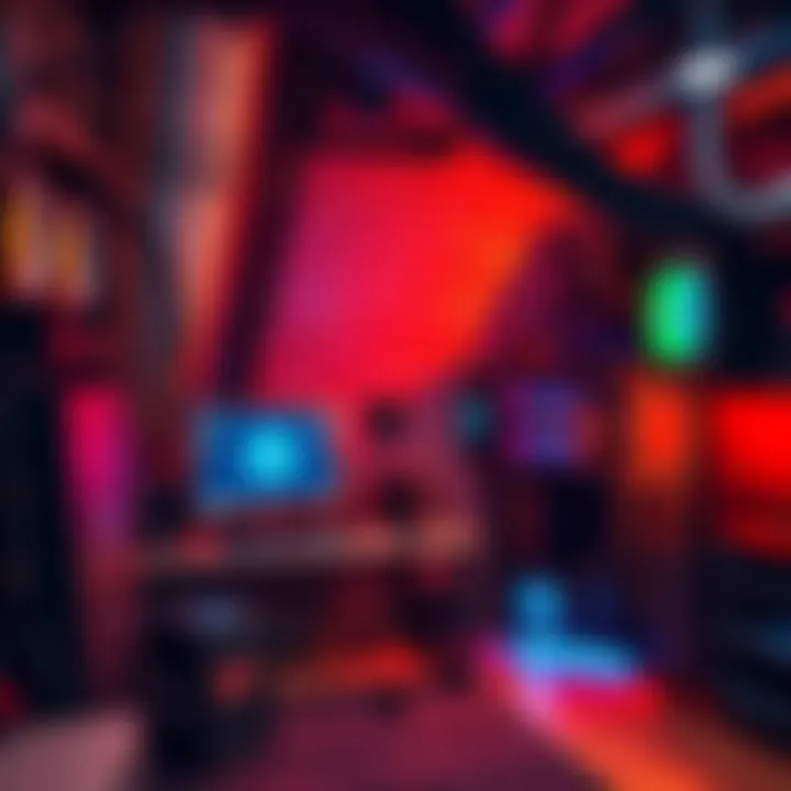 A small mining rig setup in a basement with a computer and mining hardware