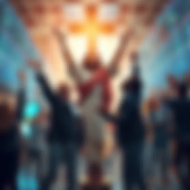 A group of joyful traders celebrating the anticipated return of a hopeful figure, symbolizing support and redemption in financial markets.