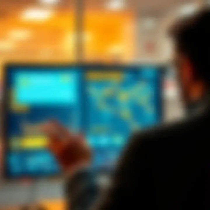 A person looking at a screen showing missing rewards notifications and hotspot connections on a map.