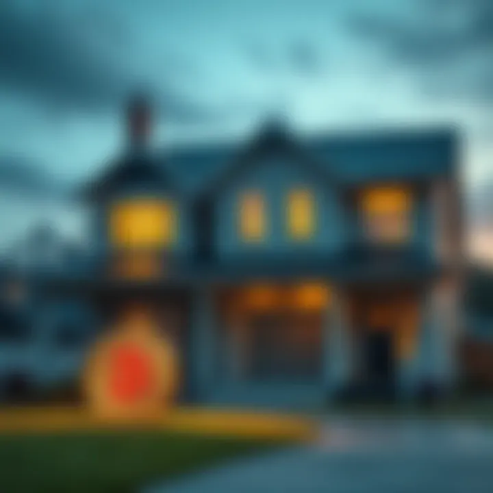 House and Bitcoin Symbol A house with a bitcoin symbol in front, representing the choice between buying a home and investing in cryptocurrency.
