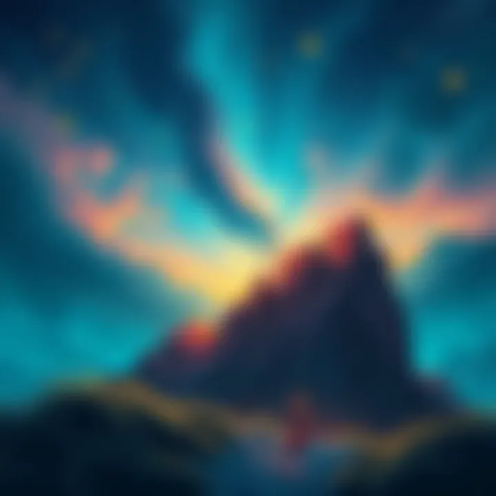 An illustrated cover of Hyperion featuring a vivid, imaginative landscape with stars and a foreground that hints at a gripping story.