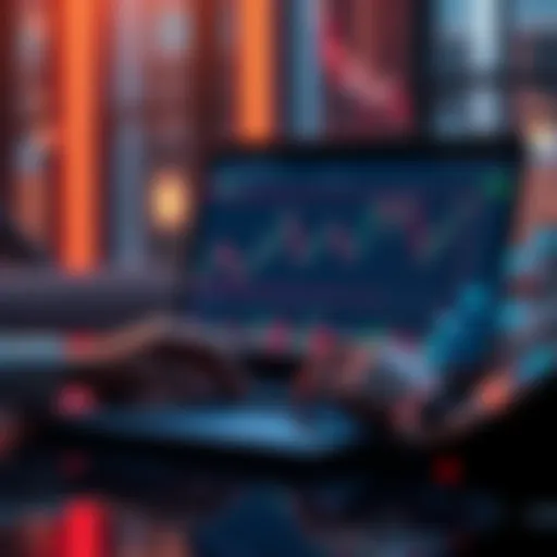 A user interacting with the Hyperliquid trading platform on a laptop, showing graphs and low fee indicators on the screen.