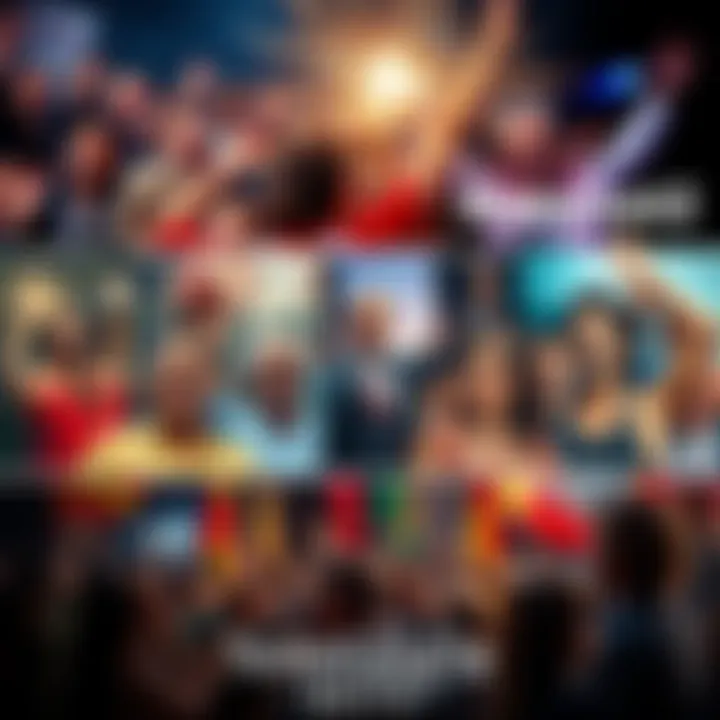 A collage featuring various iconic moments in history, showcasing people celebrating, historical events, and cultural symbols. The images evoke feelings of nostalgia and reminiscence.