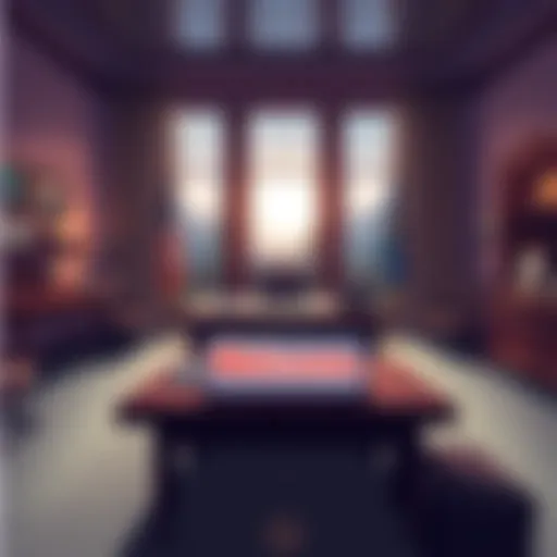 Illustration showing a state governor's office with a desk and a 'Welcome' sign, symbolizing a leadership change in Idaho