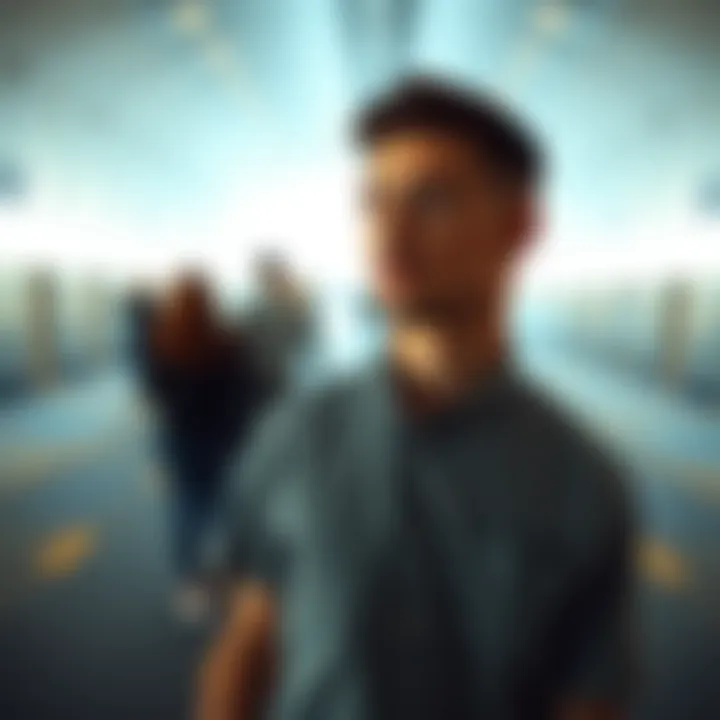 A person looking confident and motivated, standing in a bright space with a thoughtful expression, symbolizing readiness for a new journey.