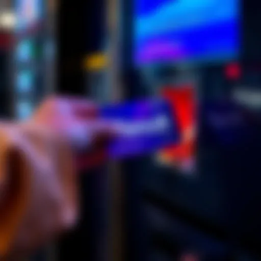 A person inserting a Revolut card into a random slot on a machine