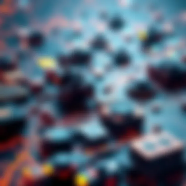 A digital representation of institutional finance with products like BASIS, highlighting the contrast with retail DeFi challenges like liquidity and security.