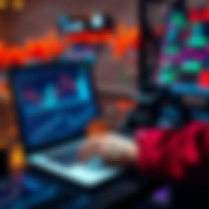 Investing in Altcoins A person analyzing cryptocurrency data on a laptop with charts and graphs showing potential growth in tokens.