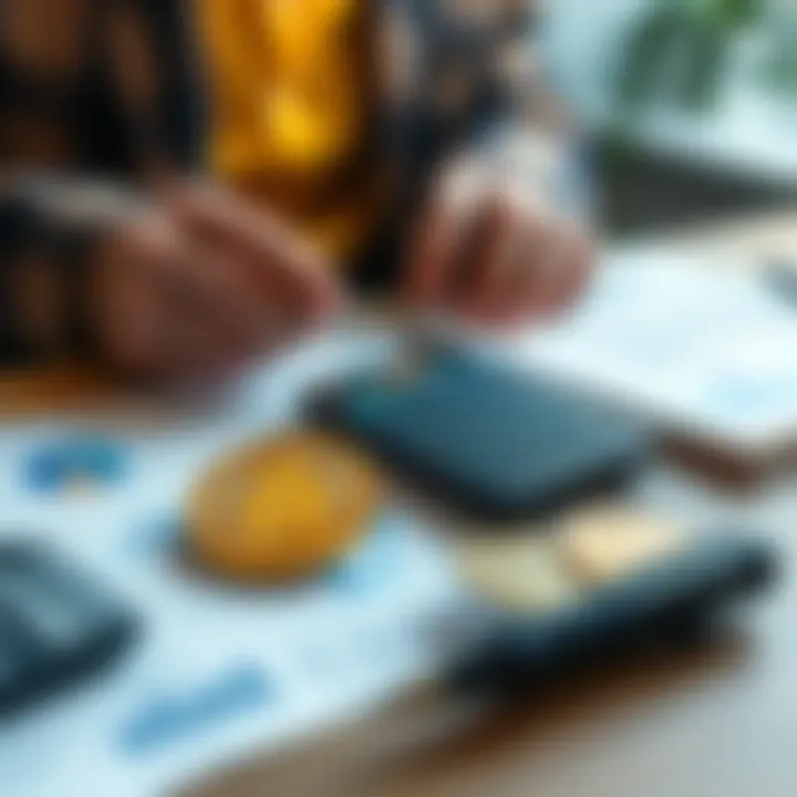 A person weighing options between IBIT and Bitcoin for retirement savings, with a calculator and financial documents on a table