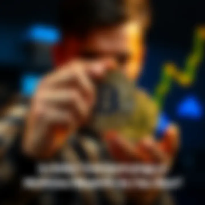 A person holding a Bitcoin while considering monthly investments