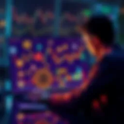 Investing in Cryptocurrency A person looking at charts and cryptocurrency logos including Bitcoin, Ethereum, and various altcoins on a laptop screen, contemplating investment options.