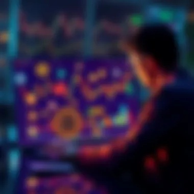 Investing in Cryptocurrency A person looking at charts and cryptocurrency logos including Bitcoin, Ethereum, and various altcoins on a laptop screen, contemplating investment options.