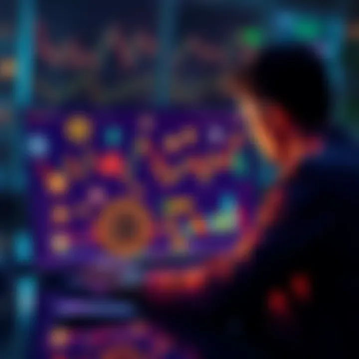 Investing in Cryptocurrency A person looking at charts and cryptocurrency logos including Bitcoin, Ethereum, and various altcoins on a laptop screen, contemplating investment options.