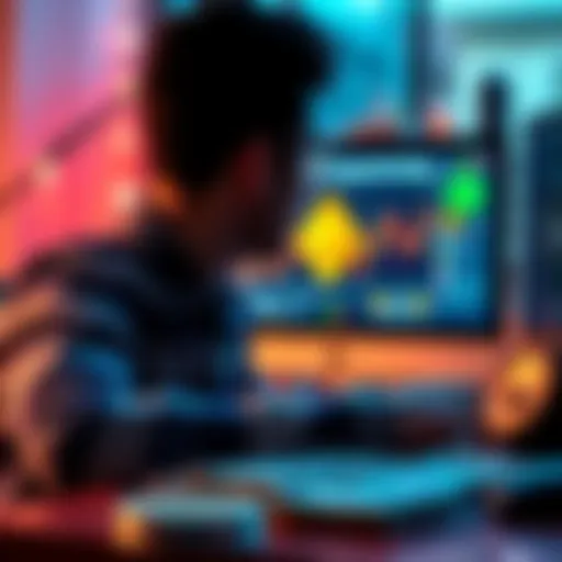 A person looking at a computer screen showing the Monero cryptocurrency interface, with a stack of cash on the table.