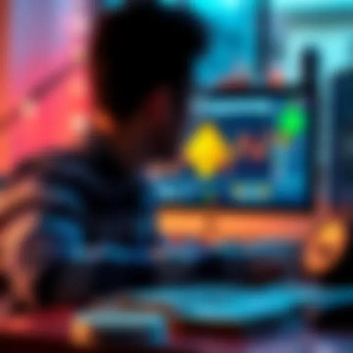 A person looking at a computer screen showing the Monero cryptocurrency interface, with a stack of cash on the table.