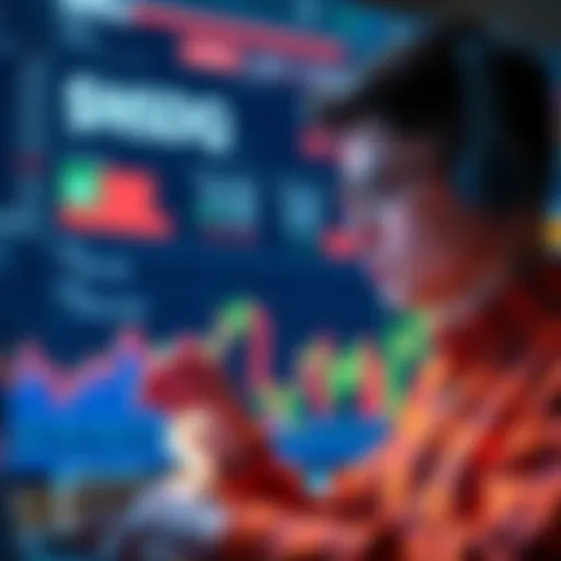 A young person analyzing financial charts with $NSDQ branding in the background, symbolizing alternative investment options